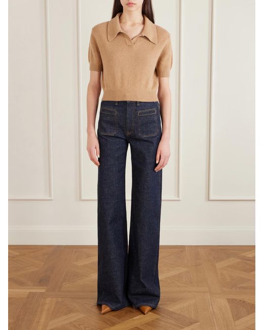 Khaite Blue Delmonico High-Waisted Wide-Leg Jeans