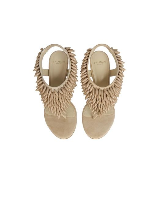Balmain White No Wedge Embellished Sandals