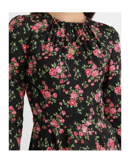 Dolce & Gabbana Black Floral Midi Dress
