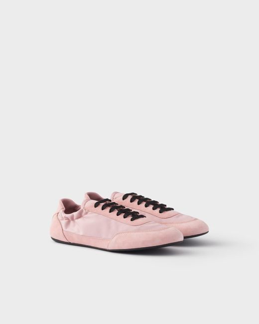 Prada Pink Collapse Lace-Up Sneakers