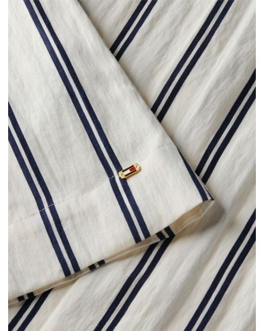 Tommy Hilfiger White Striped Double-Breasted Midi Dress