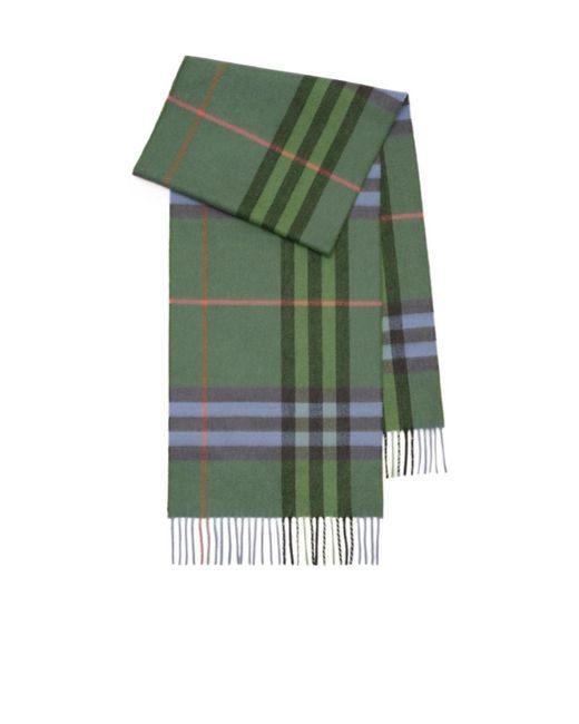 Burberry Green Check Cashmere Scarf for men