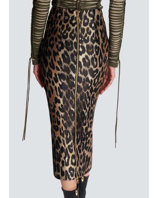 Balmain Multicolor Animal-Printed Midi Skirt