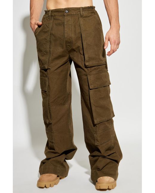 DSquared² Green Icon Logo Embroidered Cargo Pants for men