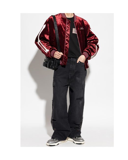 Amiri Red Zipped Bomber Jacket for men