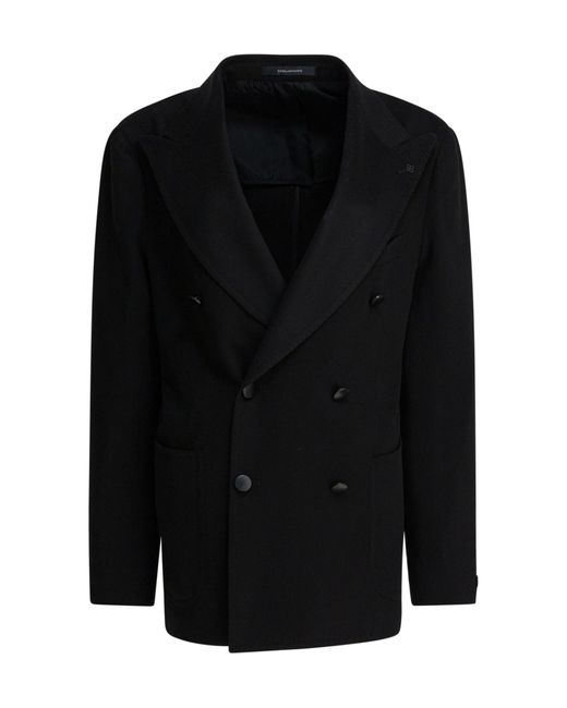 Tagliatore Black Double-Breasted Jacket for men