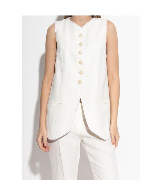 Etro White Button-Up Vest