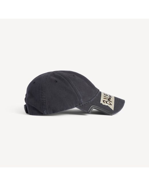 Balenciaga Black Masking Tape Distressed Baseball Cap for men
