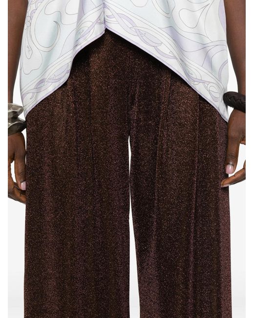 Oseree Brown Oséree Lurex Wide-Leg Pants