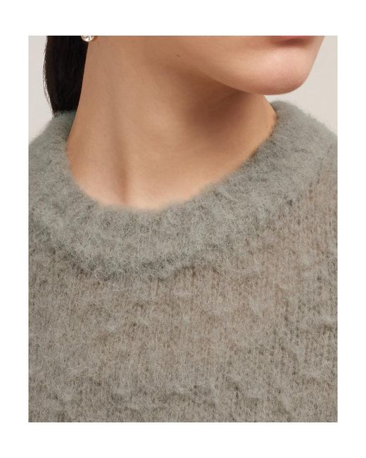 AMI Gray Ami Brushed Crewneck Knitted Jumper
