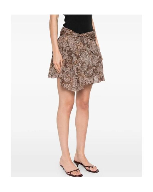 Isabel Marant Brown Camia Ruffled Mini Skirt