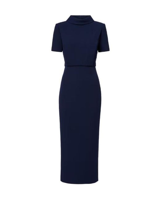 Roland Mouret Blue Cady Midi Dress