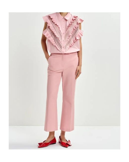 Essentiel Antwerp Pink Flared Trousers