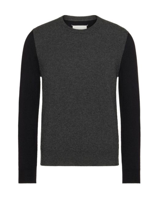 Maison Margiela Black Two-Toned Crewneck Jumper for men