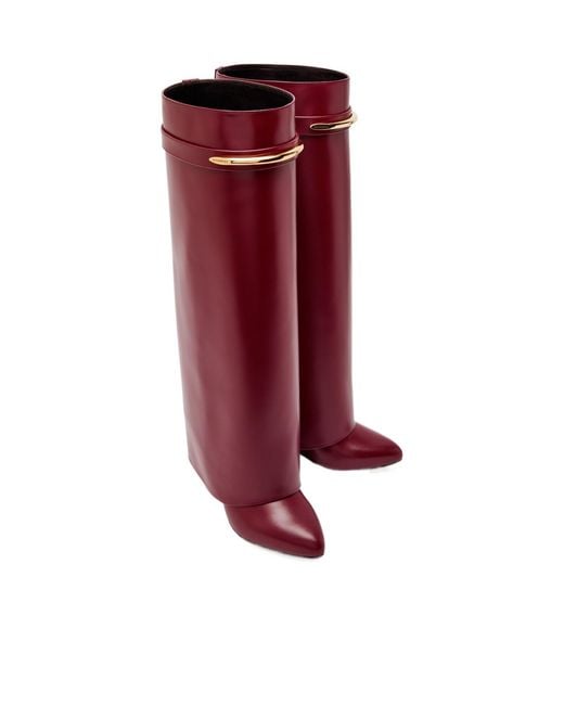 Givenchy Red Leather Knee-High Boots