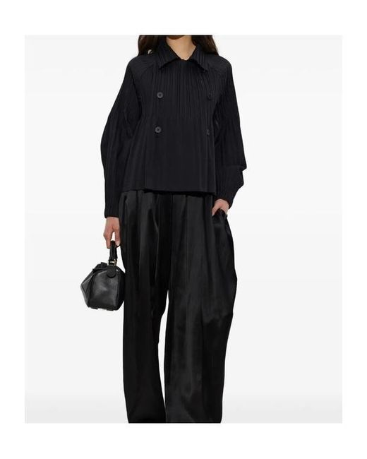 Pleats Please Issey Miyake Blue Pleats Please Issey Miyake Double-Breasted Oversized Jacket