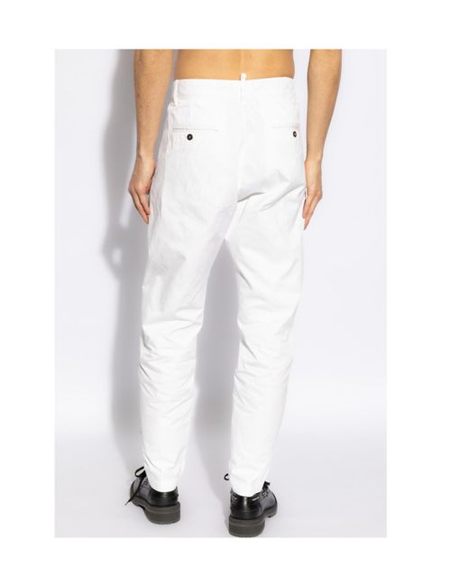 DSquared² White One Pleat Pants for men