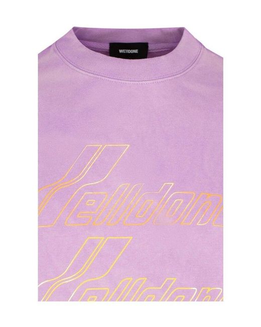 we11done Pink Logo-Print T-Shirt for men