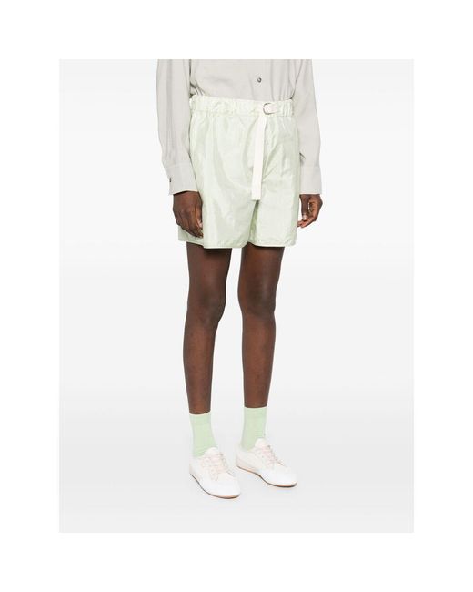 Jil Sander White Belted Straight-Leg Shorts