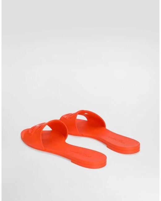 Dolce & Gabbana Red Logo Cut-Out Open-Toe Slides