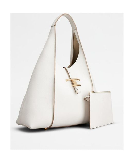 Tod's White T Timeless Medium Tote Bag