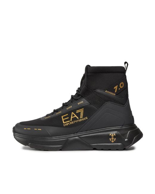 EA7 Black High-Top Casual Sneakers for men