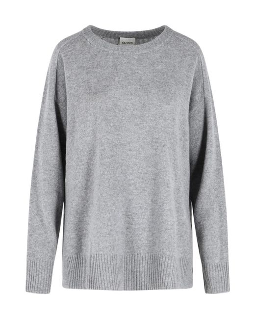 Closed Gray Side-Slit Knitted Sweater