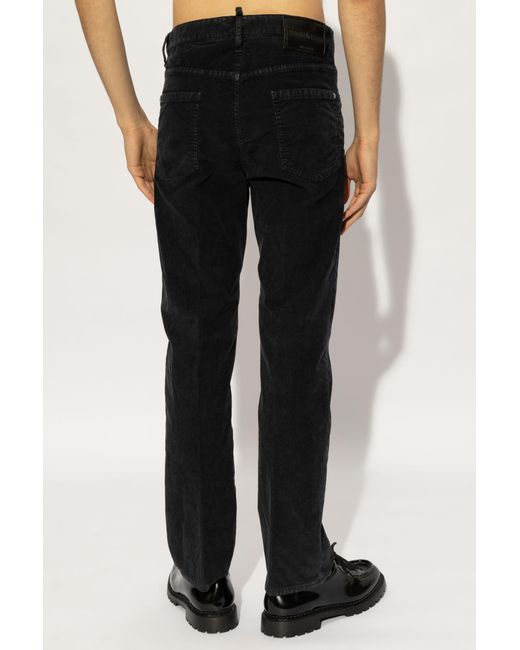 DSquared² Black Straight-Leg Corduroy Trousers for men