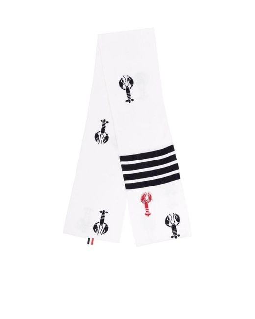 Thom Browne White Lobster Intarsia-Knit Scarf