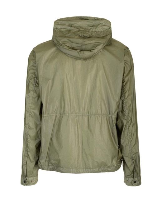 C P Company Green Lens-Detailed Hooded Zip-Up Jacket for men