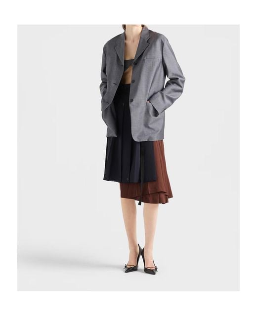 Prada Blue Single-Breasted Kid Mohair Jacket