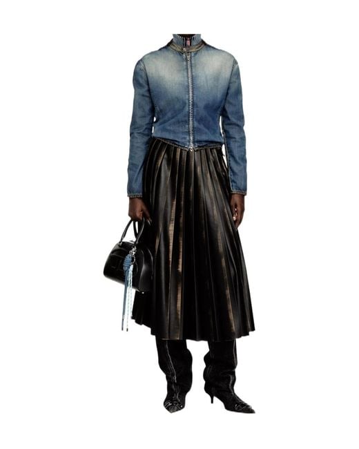DIESEL Blue Snap-Button Collar Two-Way Zip Closure