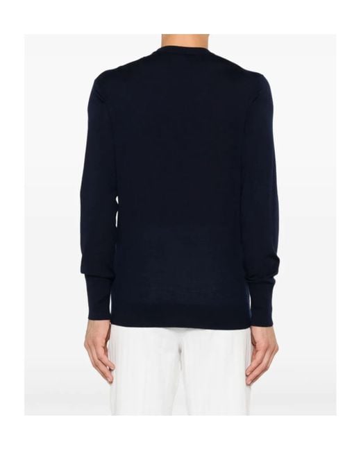 Eleventy Blue Ribbed Crew Neck Knitwear for men