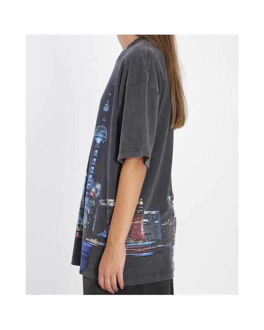 Alexander Wang Multicolor T-Shirt With Thermo-Applied Rhinestones And Shanghai Skyline