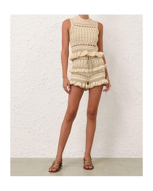 Zimmermann Natural Wanderlust Crochet Short