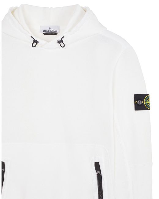 Stone Island White Compass-Badge Cotton Hoodie for men