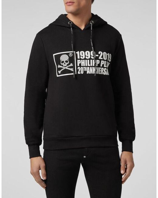 Philipp Plein Black Logo Details Hooded Hoodie for men