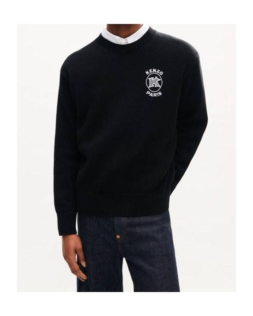 KENZO Blue Paris Emblem Embroidered Jumper for men