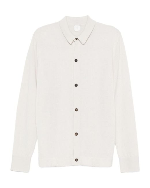 Eleventy White Button-Down Wool Shirt for men