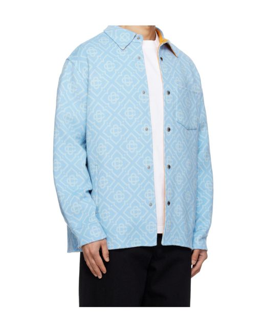 Casablanca Blue Monogram-Pattern Shirt for men