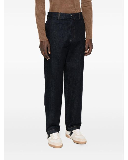 Barena Blue High-Waisted Straight-Leg Jeans for men