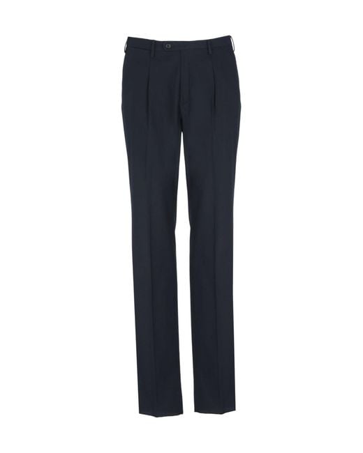Incotex Blue Pleated Straight-Leg Pants for men