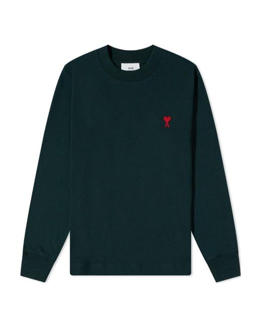 AMI Green Ami De Coeur Long-Sleeved Tee-Shirt for men