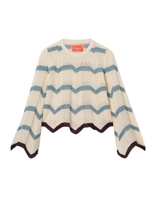 LaDoubleJ White Chevron-Knit Scalloped-Edge Knit