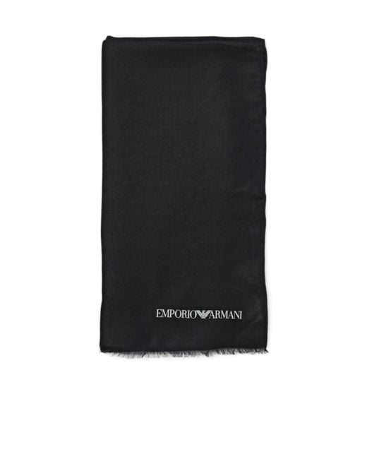 Emporio Armani Black Blended-Fabric Scarf for men
