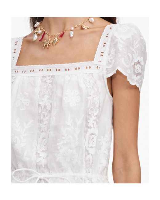 Self-Portrait White Ramie Mini Dress