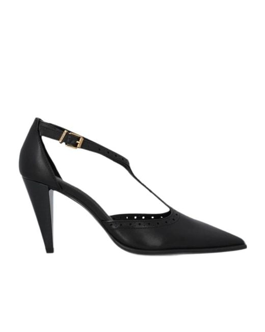 Pinko Black Brogue-Detail T-Bar Pumps