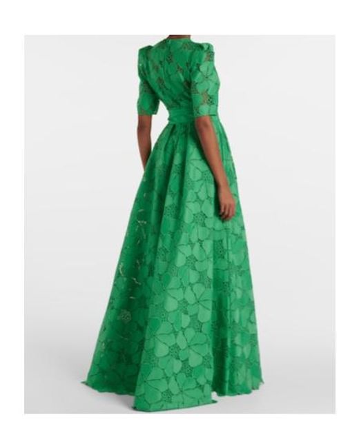 Elie Saab Green Deep V-Neck Evening Dress