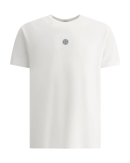 Stone Island White Logo-Print T-Shirt for men
