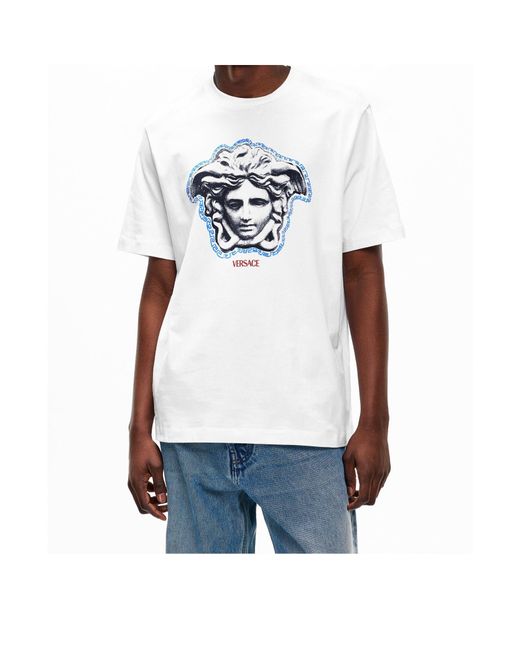 Versace White Printed Logo T-Shirt for men